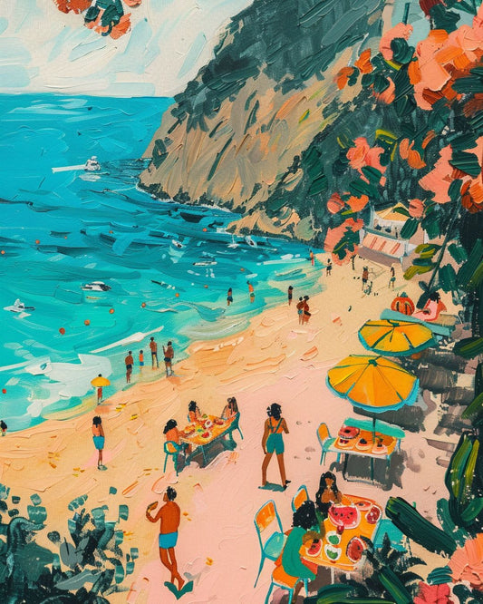 Coastal Escape: Beach Scene Poster
