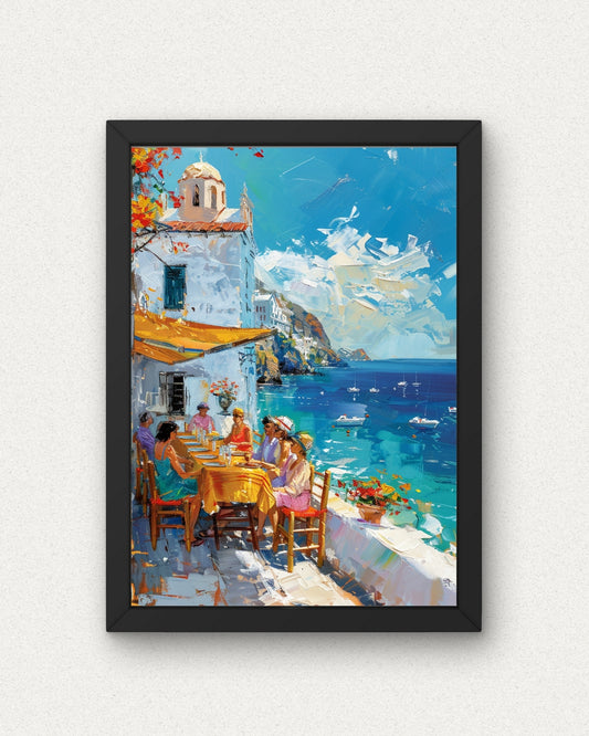 Greek Escape: Seaside Lunch with Friends Poster