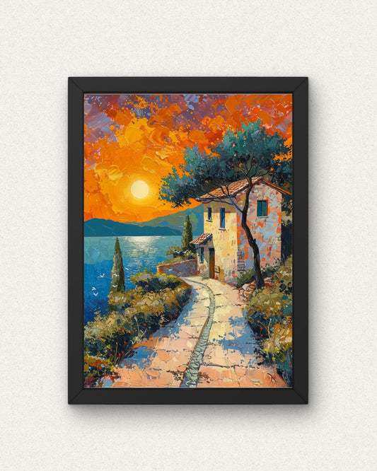 Mediterranean Sunset Hilltop Poster