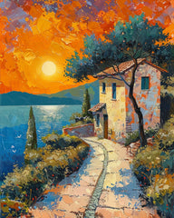 Mediterranean Sunset Hilltop Poster