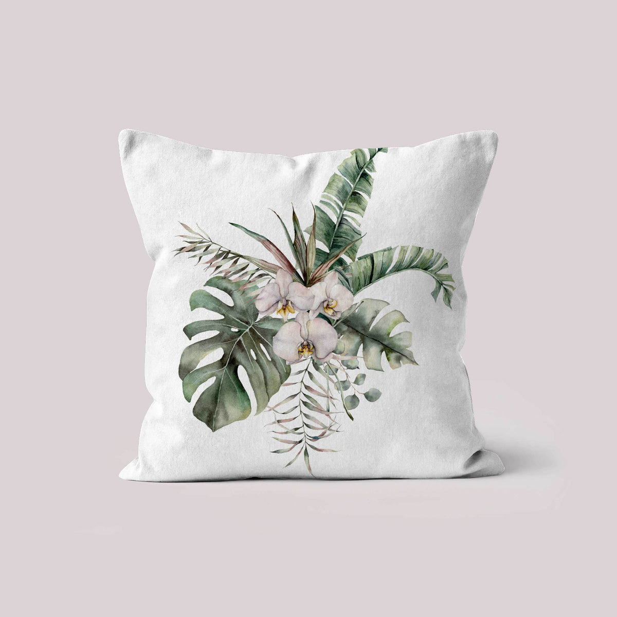 Purple Orchid & Monstera Cushion