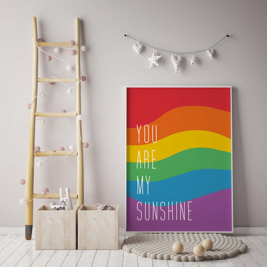 You Are My Sunshine Rainbow Nursery Print