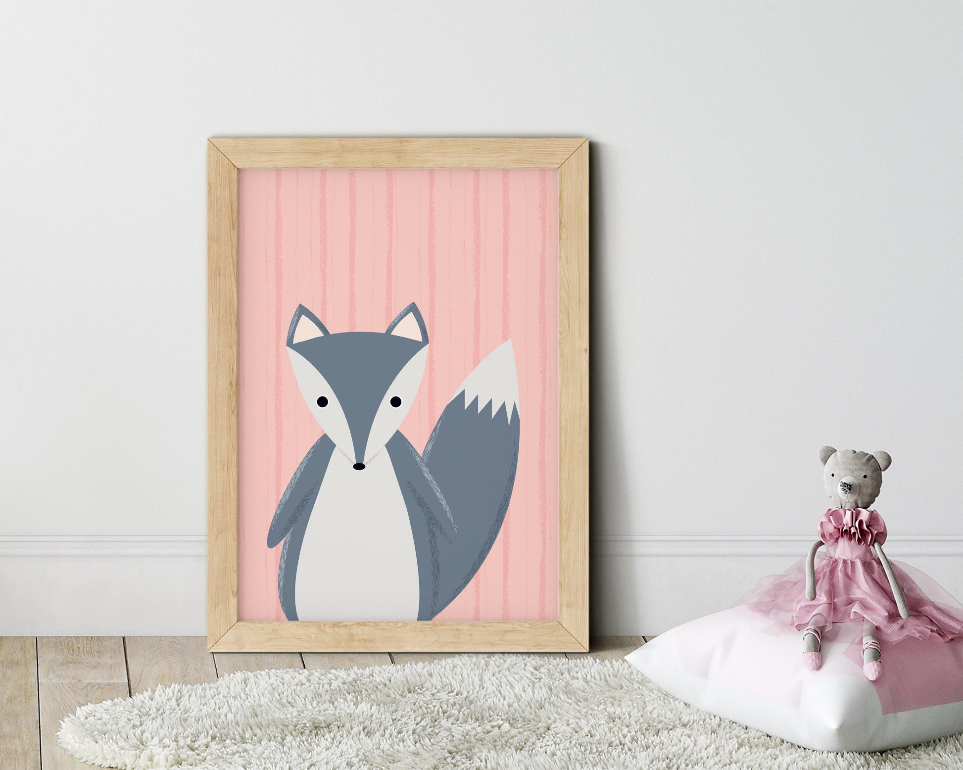 Pink-Fox-Wall-Art-Set-Of-3