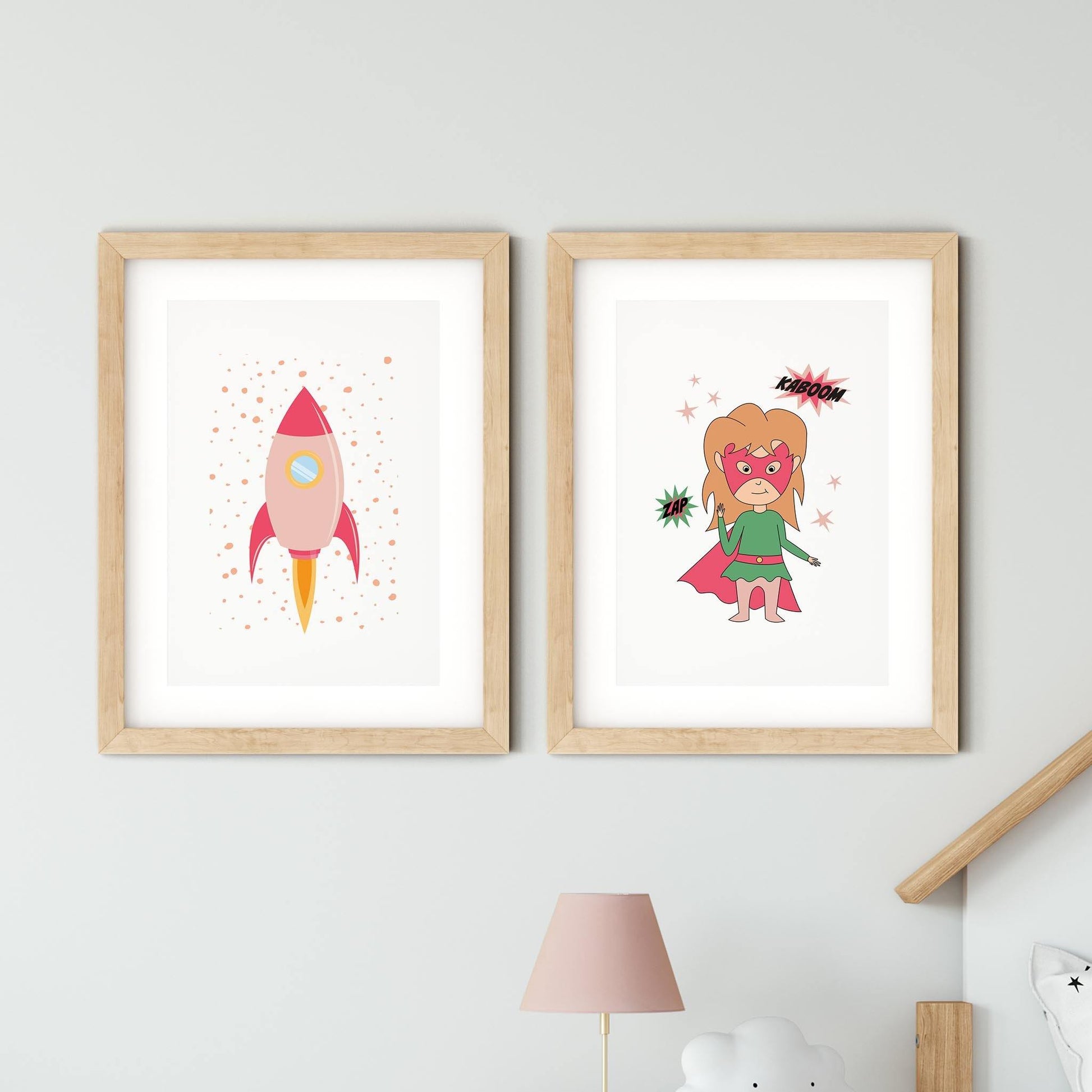 Superhero Girl Set of 2 Prints - rabbitholeartdesigns