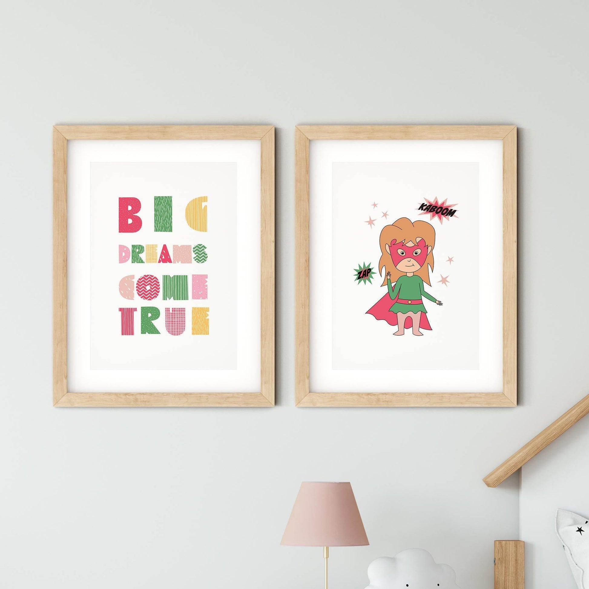 Set of 2 Superhero Girl Prints - rabbitholeartdesigns