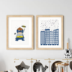 Superhero Set of 2 Nursery Prints - rabbitholeartdesigns