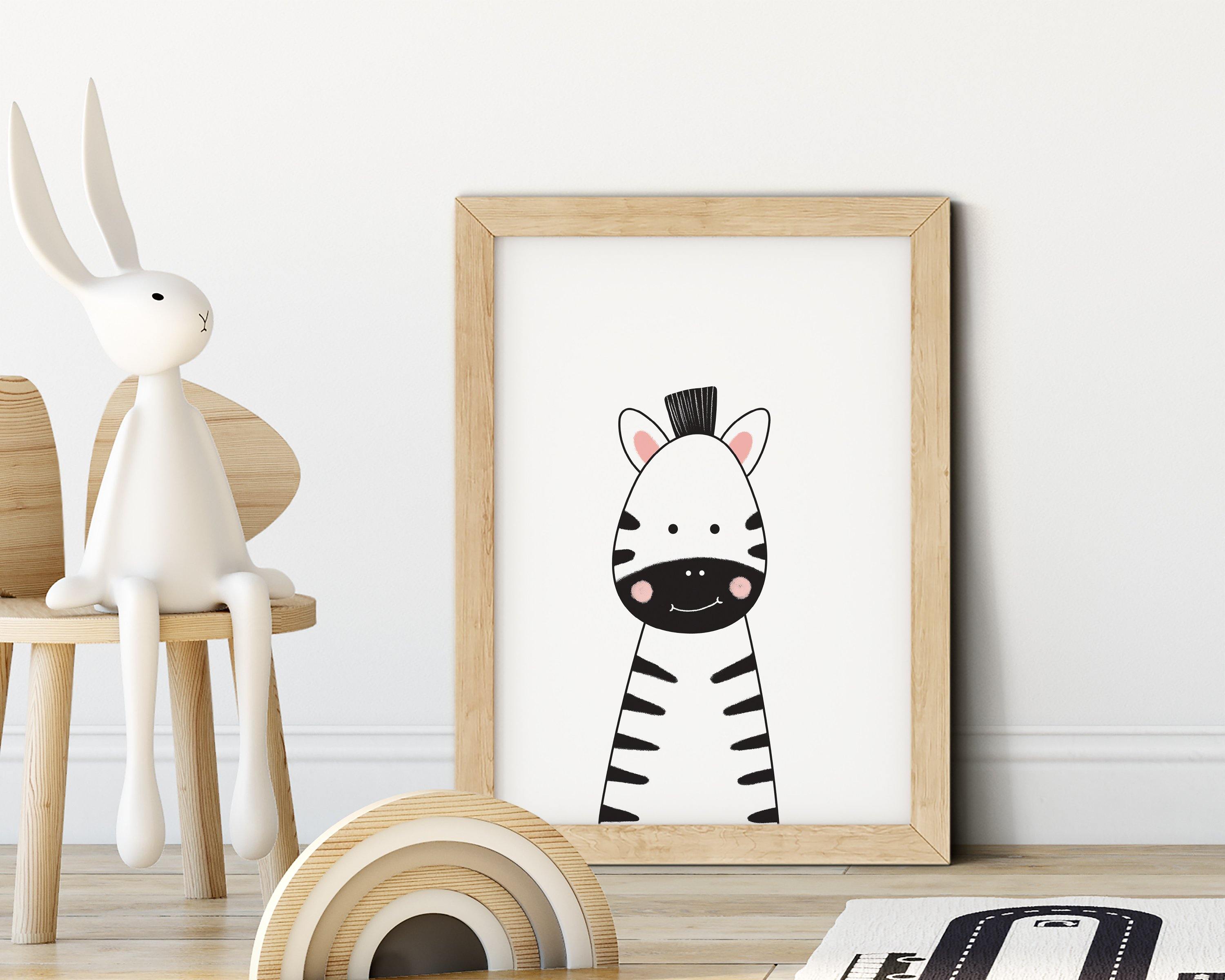 Set of 2 Safari Zebra Nursery Prints - rabbitholeartdesigns